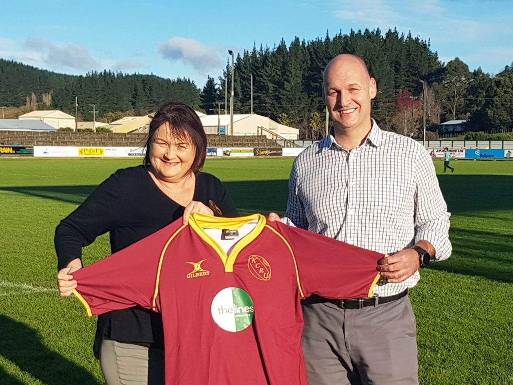Susan Youngman and Sean Horgan have kicked off a four-year sponsorship deal of junior King Country rugby.